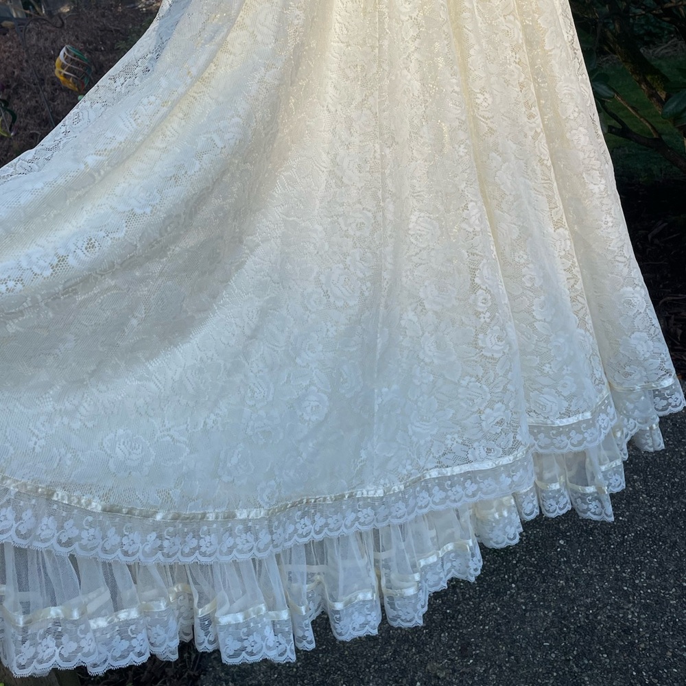 VTG 70s Gunne Sax Romantic Renaissance Bridal Collection Lace Wedding Dress sz11 - Picture 11 of 15